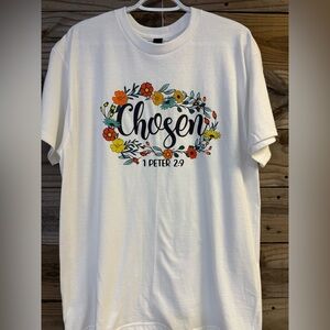 Gildan White Tee with Floral Graphic